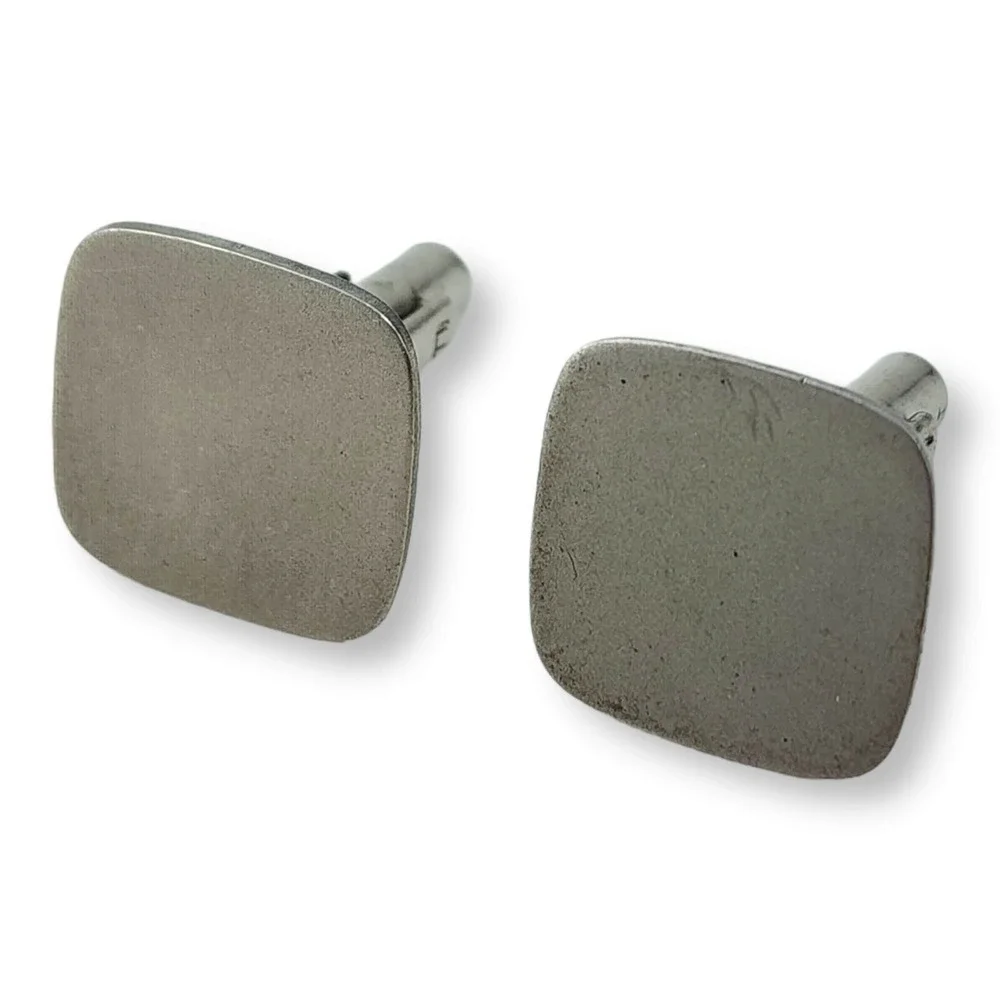 Vintage Sterling‎ Silver 925 Vanguard Square Matte Finish Cuff Links